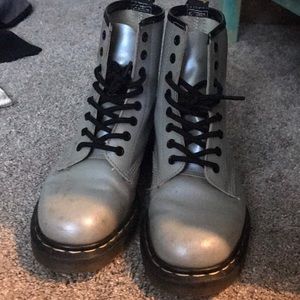 Grey/blue iridescent-like doc martens